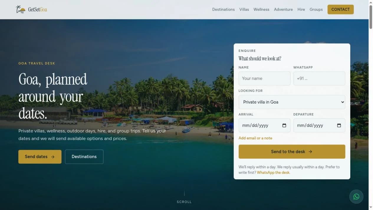 GetSetGoa website preview